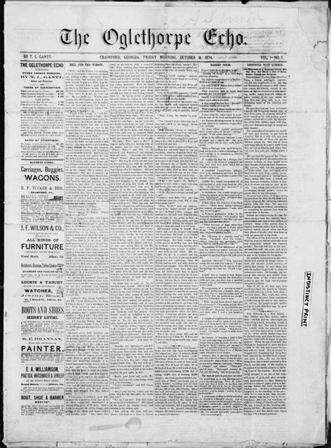 The Oglethorpe echo. (Crawford, Ga.) 1874.